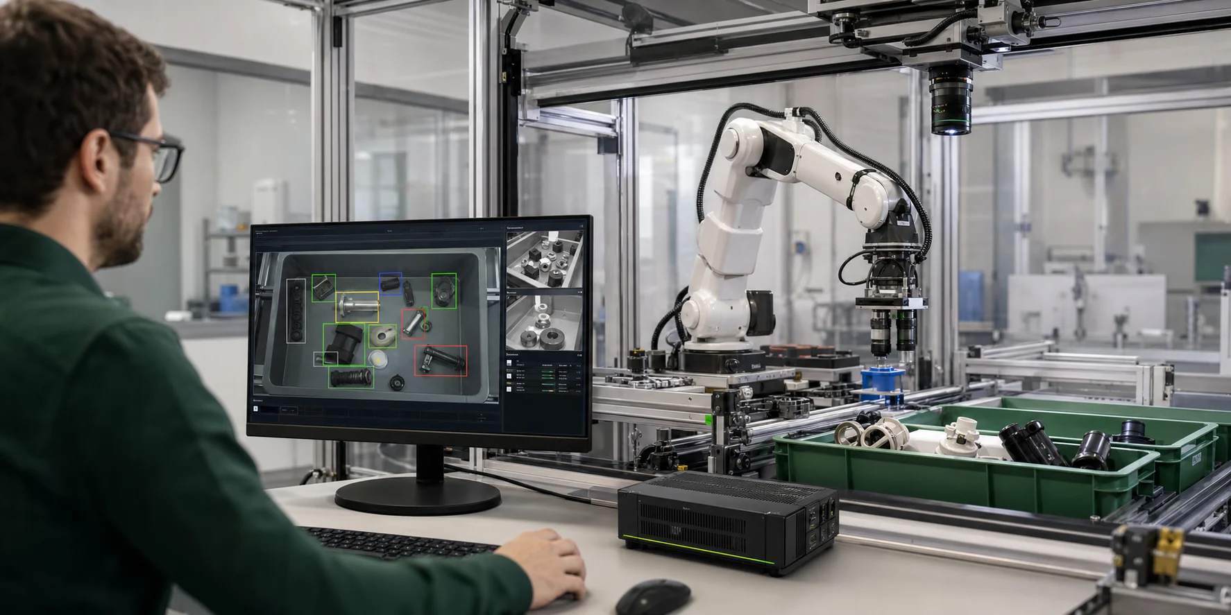Vision-guided robotics and edge inference in a production laboratory